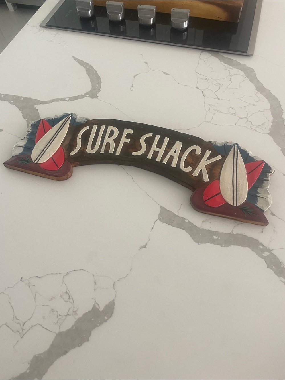 Surf Shack Wall Sign - Red and White Surfboard Accent